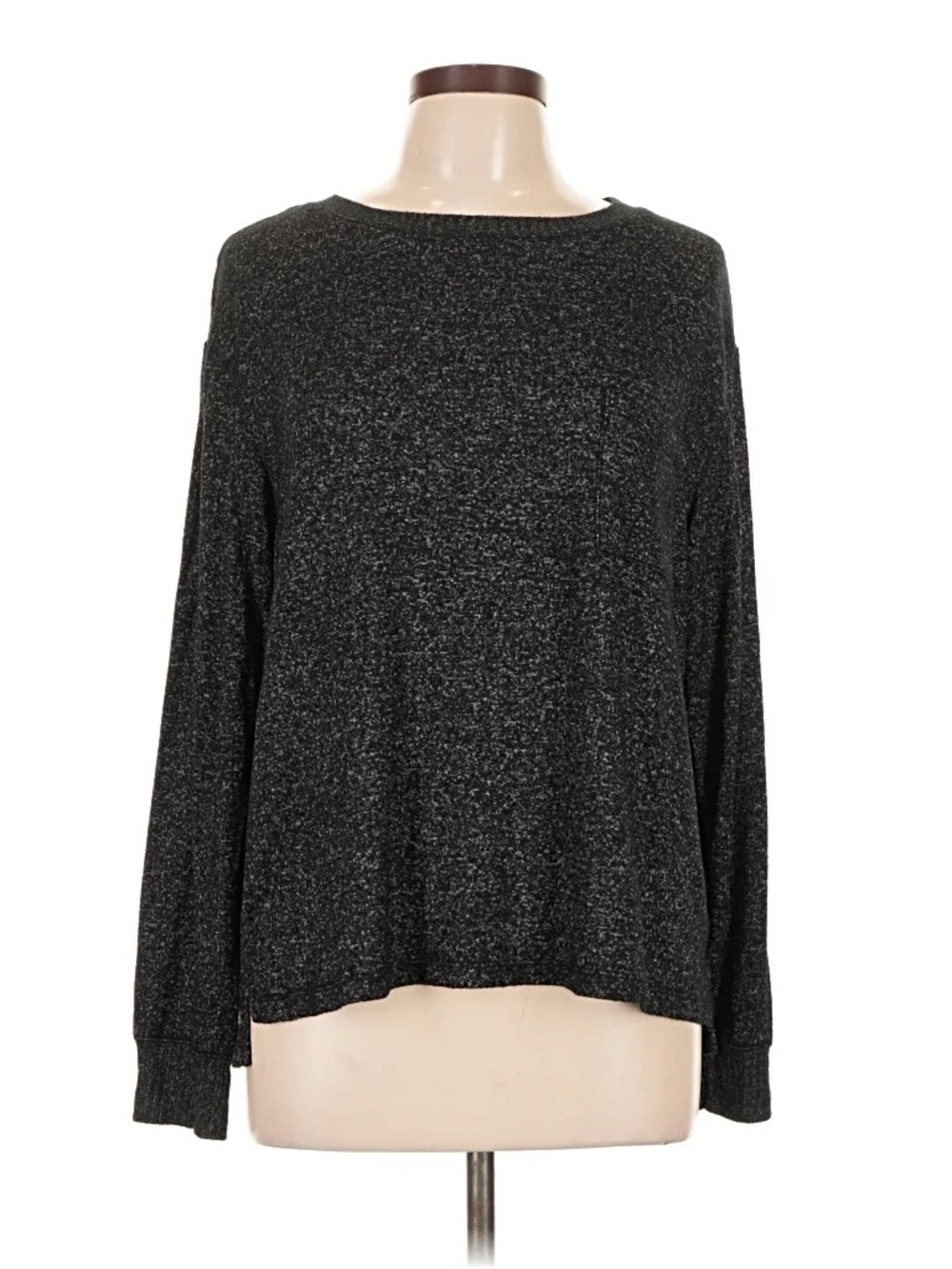 Stars Above Black Marled Cozy Long Sleeve Lounge Top